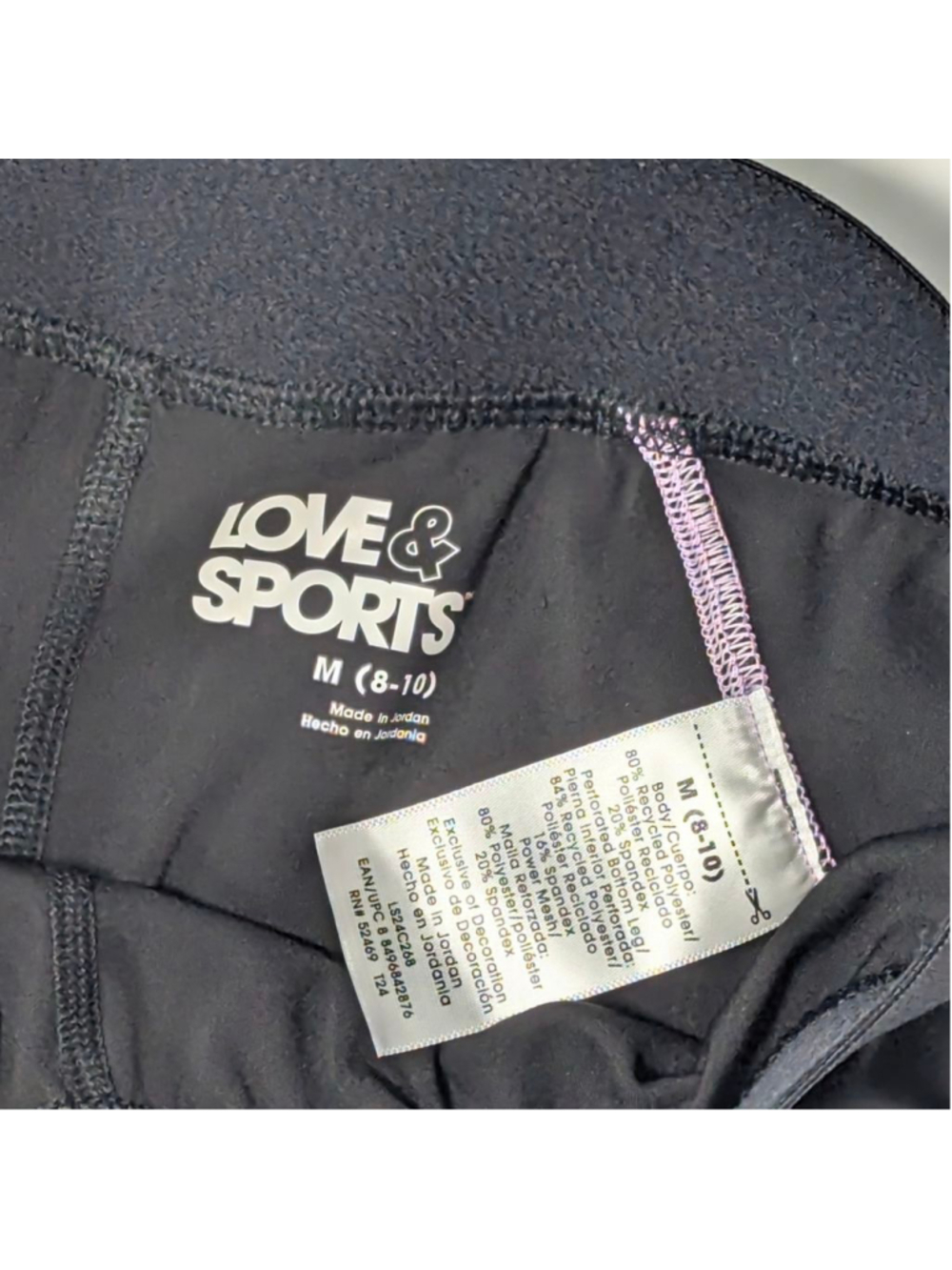 Love & Sports Black Cropped Leggings Mesh Panel Athletic Medium - Picture 4 of 6